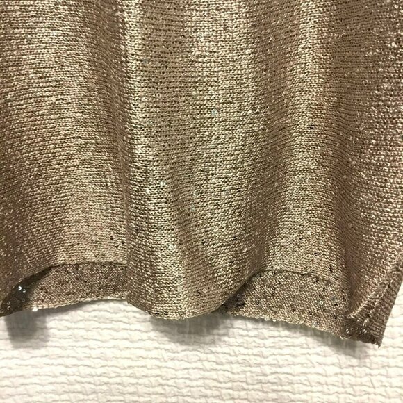 Alfani Petite Sequined Sweater Drop Shoulder Women's Size Medium Petite in Taupe - Picture 6 of 11